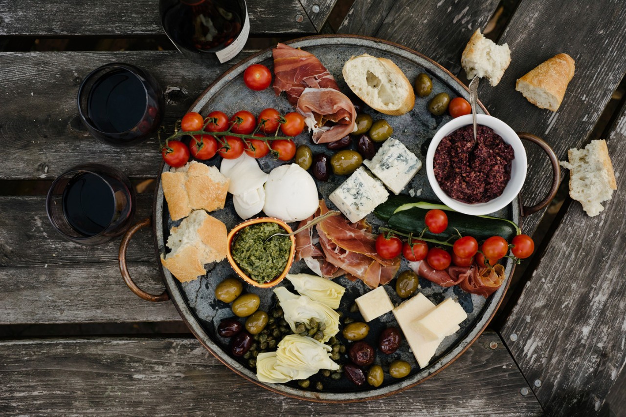 Yummy party platter with various finger food